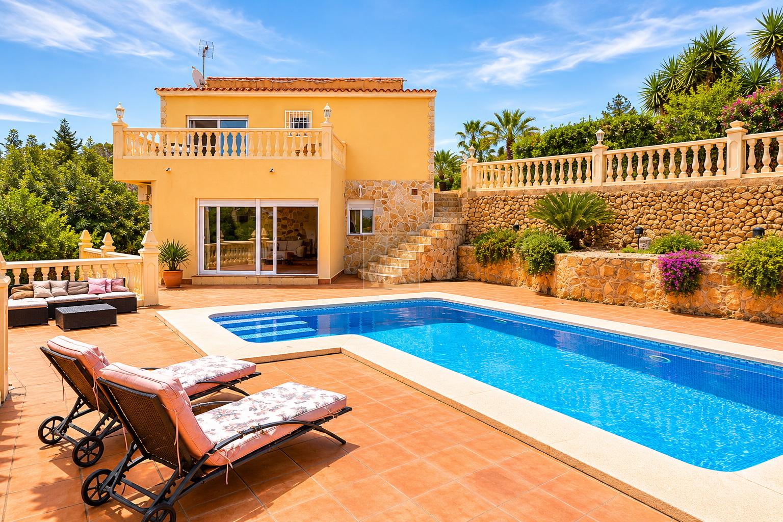 Schöne Villa mit herrlichen Terrassen und Swimmingpool in La Nucia.